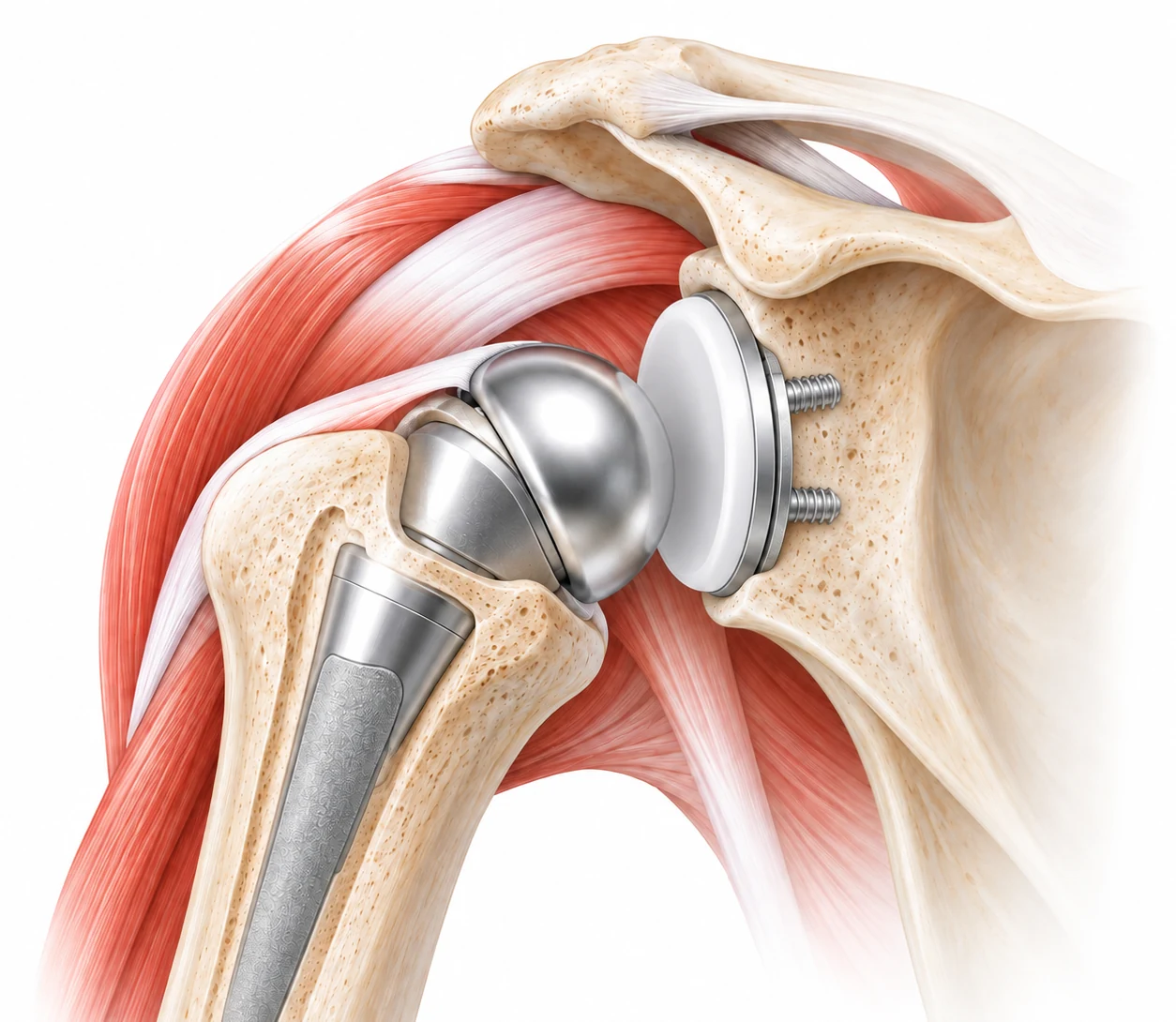 Illustrazione di una protesi anatomica della spalla